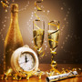 Elegant gold New Year still life