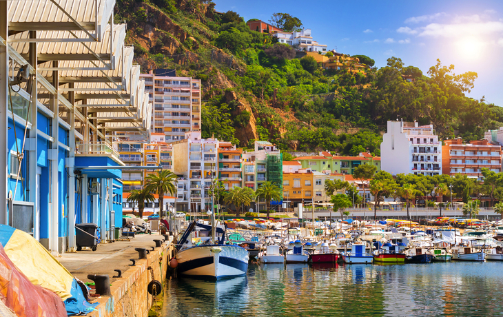 Fischerboote und Yachten im Hafen von Blanes