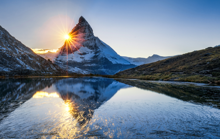 Riffelsee und Matterhorn in den Schweizer Alpen