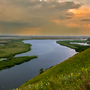 Sonnenuntergang auf der Donau im Donaudelta