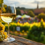 Weinfest im Herbst mit Riesling im Weinglas