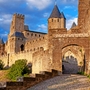 Tor von Aude am späten Nachmittag in Carcassonne