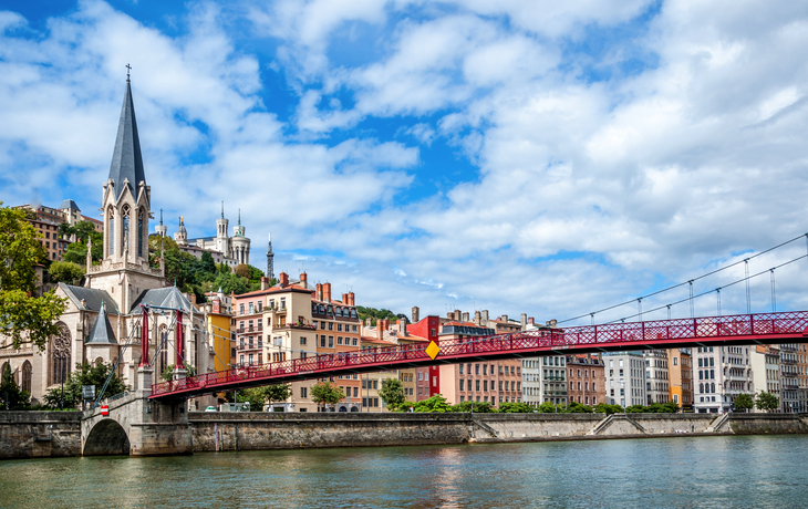 Lyon von den Ufern der Saône aus gesehen