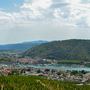 Blick auf Tournon-sur-Rhône und Tain-l'Hermitage