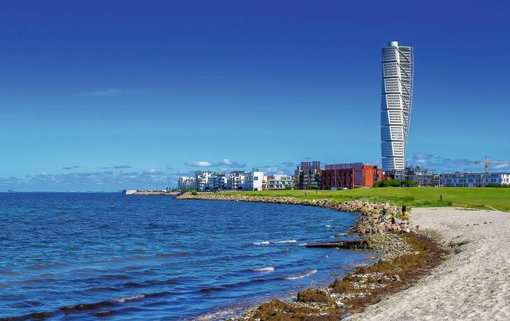 Schwedisch Malmö West Harbor Gebiet Stadtbild mit Turning Torso