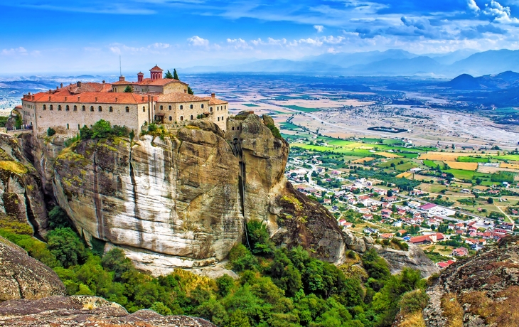 Blick auf ein Kloster bei Meteora