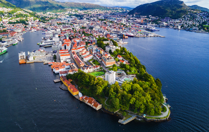 Luftaufnahme der Altstadt von Bergen, Norwegen