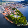 Luftaufnahme der Altstadt von Bergen, Norwegen