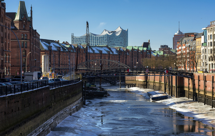 Speicherstadt von Hamburg im Winter, Deutschland