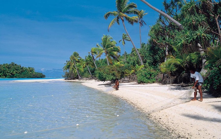 Fischer in der Lagune von Aitutaki